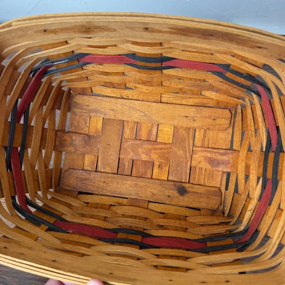 Longaberger 2000 Century Celebration Handwoven Basket Leather Handles Americana